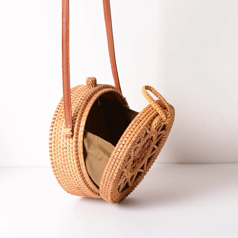 Handwoven star round rattan handbag