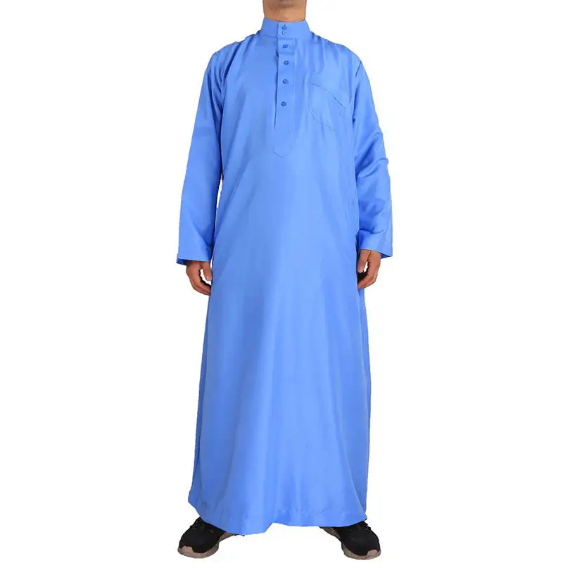 Round neck Islamic solid color Kaftan Maxi Dubai long Jubba Thobe Abaya customized or purchased on b