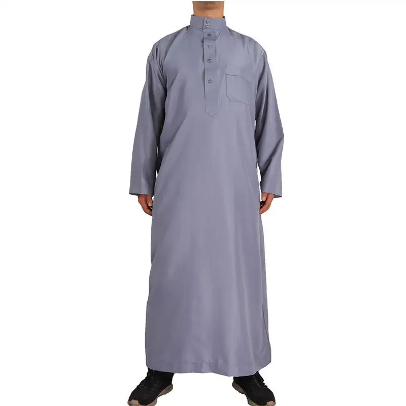 Round neck Islamic solid color Kaftan Maxi Dubai long Jubba Thobe Abaya customized or purchased on b